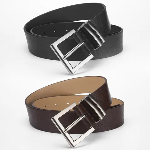 Women's Retro PU Leather Belt With Alloy Pin Buckle Fashion Minimalist Waist Belt For Jeans Dresses