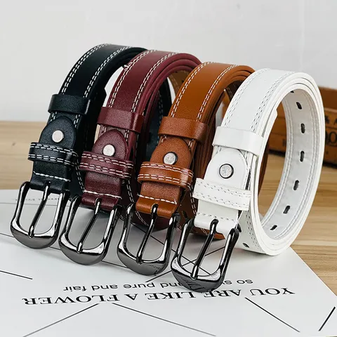 Damen Casual PU-Leder Gürtel Minimalistisch Vintage Ausgestanzt Dornschließe Dekorative Taillengürtel Für Jeans Kleider