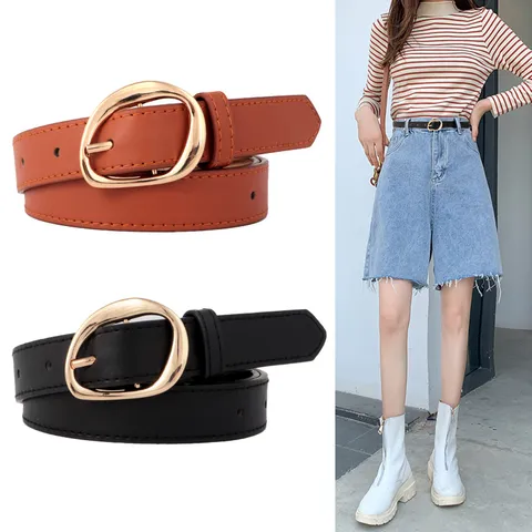 Damen Mode PU Leder Gürtel Minimalistisches Design Metall Dornschließe Lässiger Taillengürtel Für Jeans Damen Accessoires