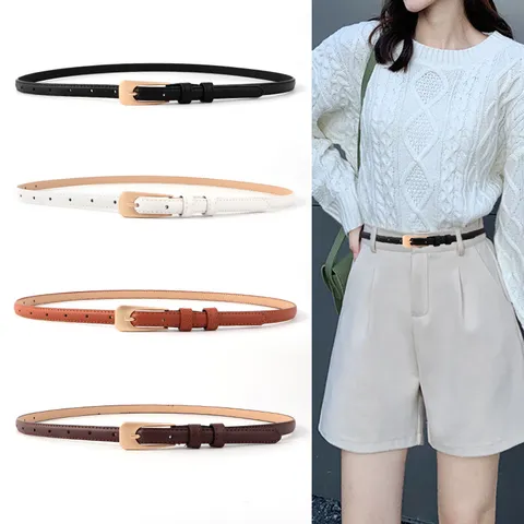Minimalistisches PU-Ledergürtel Für Damen Dünner Casual Kleid Jeansgürtel Mit Legierung Dornschnalle Vielseitiges Mode Taillenzubehör