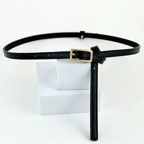 Damen Minimalistischer PU Leder Gürtel Lässiger Vielseitiger Dünner Kleid Gürtel Mit Elegantem Gold Legierung Dornschnalle