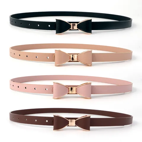 Damen Mode PU Leder Gürtel Minimalistisch Schleife Metallschnalle Kleid Gürtel Eleganter Vielseitiger Taillengürtel