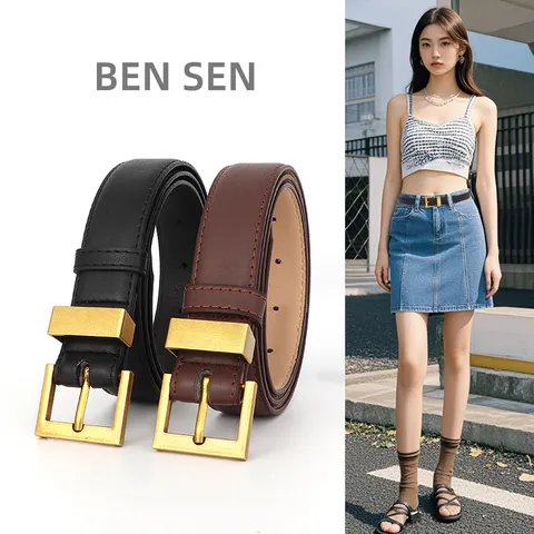 Damen Mode PU Leder Gürtel Minimalistischer Casual Quadratischer Dornschnalle Gürtel Für Jeans Hosen