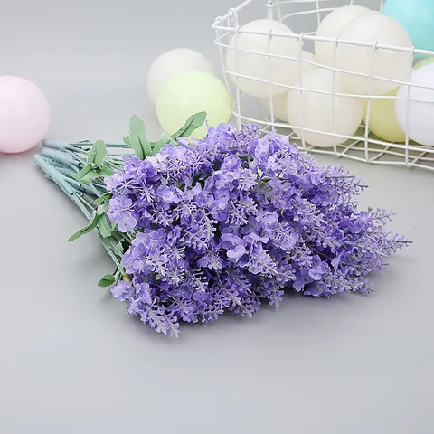 Bouquet de Fleurs de Lavande Artificielle Fleurs Fausses en Soie Pour Décoration de Maison Fête de Mariage Accessoires de Photographie
