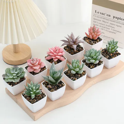 Plante Grasse Artificielle en Pot Mini Verdure Fausse Ornement de Bureau Pour Maison Bureau Balcon Table