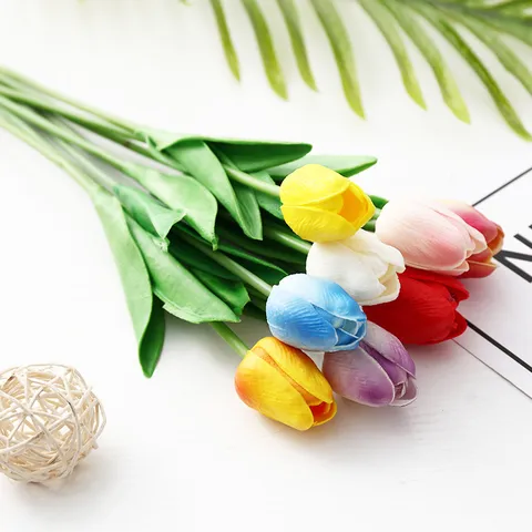 Fleur de Tulipe Artificielle Tige Seule PU Fleur Fausse Réaliste pour Décoration de Maison Fête de Mariage Accessoires de Photographie