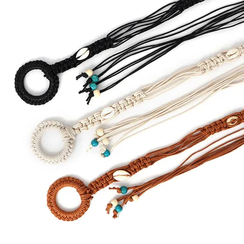 Bohem Geflochtenes Taillenseil Damen Ethno Stil Kleid Dekorativer Dünner Gürtel Geknotete Quaste Taillenkette