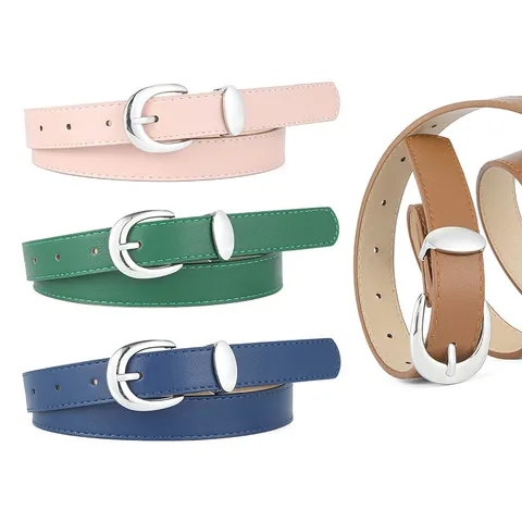 Women Casual PU Leather Belt Vintage Pin Buckle Waistband Dress Jeans Decorative Belt Fashion Accessories