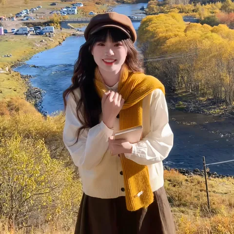 Sciarpa Lavorata a Maglia Calda Autunno Inverno per Donna Tinta Unita Retro Versatile Protezione Collo Sciarpa di Lana Morbida