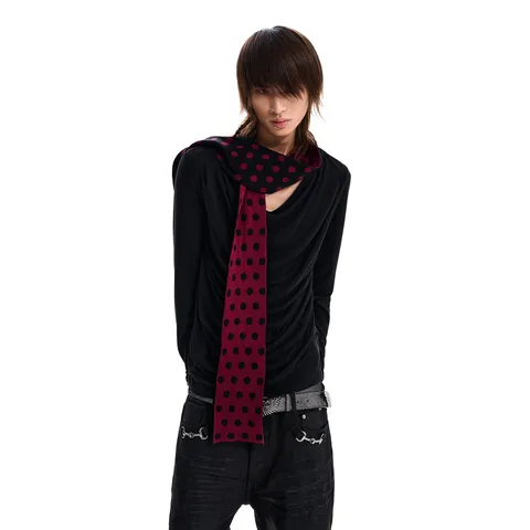 Sciarpa Lavorata a Maglia per Donne e Uomini Inverno Caldo Pois Striscia Motivo Morbido Versatile Scaldacollo Accessori Moda