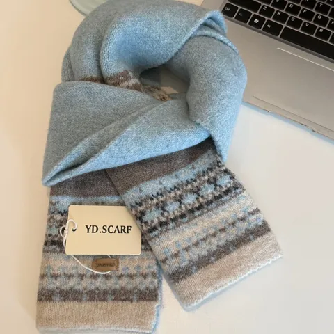 Stile Nordico Invernale Caldo Sciarpa Lavorata a Maglia Motivo Geometrico Protezione Antifreddo Morbido Collo Sciarpa per Donne Uso Quotidiano