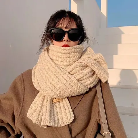 Sciarpa in Maglia Grossa per Donne e Uomini Inverno Caldo Tinta Unita Uncinetto Stile Coreano Sciarpa da Collo Morbida Accessori Invernali