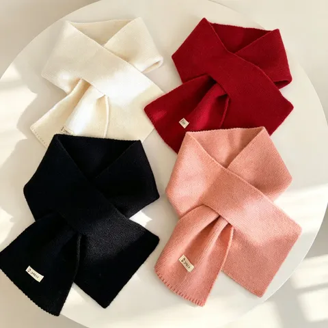 Donna Inverno Tinta Unita Lavorato a Maglia Incrociato Sciarpa Coreano Minimalista Caldo Protezione Collo Moda Sciarpa Accessori Tempo Freddo