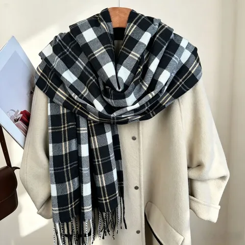 Sciarpa in Imitazione Cashmere a Quadri Vintage Britannica Donne Uomo Inverno Caldo Morbido Nappa Lungo Scialle Collo