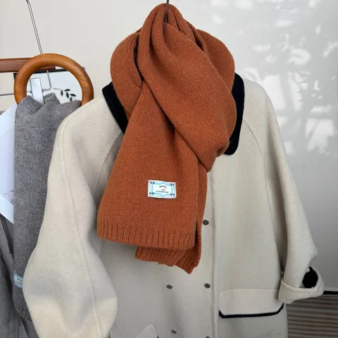 Sciarpa Lavorata a Maglia in Imitazione Lana Minimalista per Donno Uomo Autunno Inverno Tinta Unita Caldo Morbido Collo Versatile