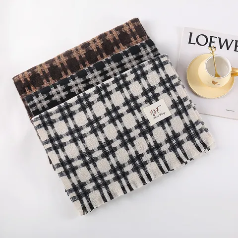 Sciarpa A Quadri Classica Per Donna Inverno Spessa Calda Imitazione Cashmere Scialle Con Frange Coppia Moda Scaldacollo