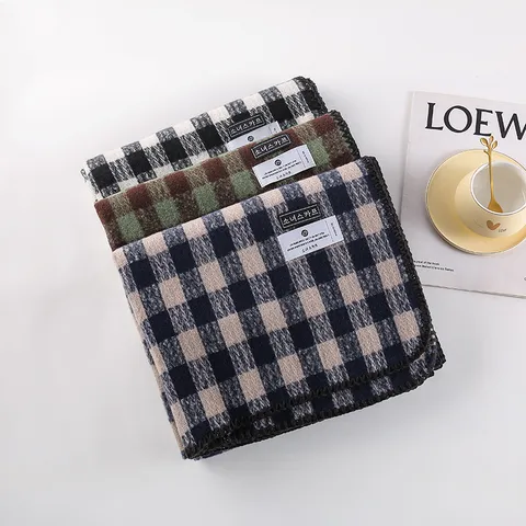 Sciarpa a Quadri Stile Preppy Donna Inverno Caldo Cachemire Sintetico Ispessito Sciarpa Collo Morbida