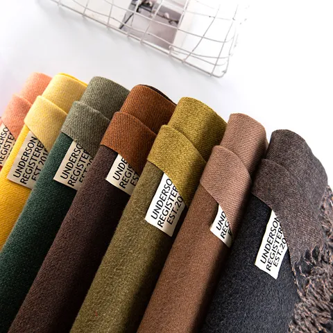 Sciarpa in Imitazione Cashmere Spessa per Donna Inverno Caldo Tinta Unita Sciarpa Lunga Scialle con Nappe Casual