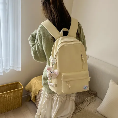 Casual Preppy Style Nylon School Backpack Waterproof Lightweight Bookbag For Teen Girls Students College Daypack