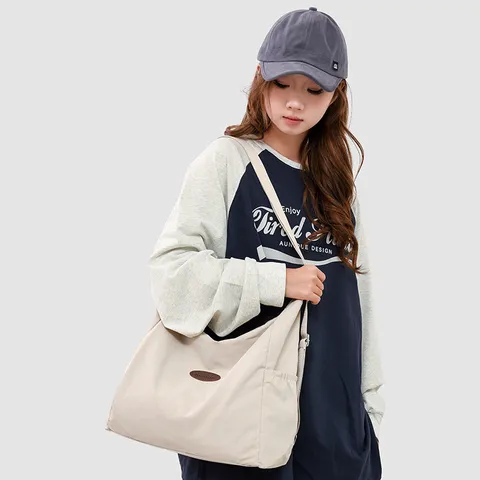 Japanese Minimalist Nylon Tote Bag Large Capacity Casual Shoulder Bag Versatile Daily Commuter Handbag For Women