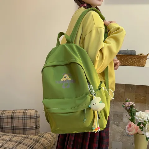 Korean College Style Women Casual Backpack Large Capacity Travel School Bag Lightweight Printed Bookbag