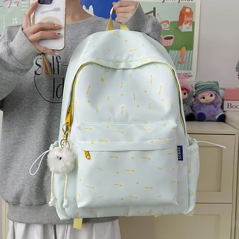 Sweet Dandelion Floral School Backpack Lightweight Nylon Casual Daypack For College Students Women Travel Bookbag