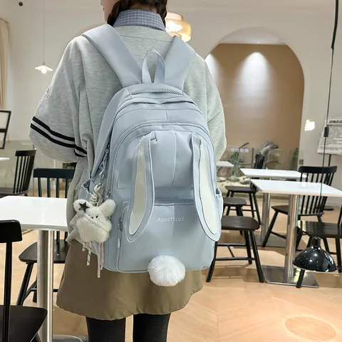 Women Casual Nylon Cute Rabbit Ear Backpack School Bag Student Bookbag Waterproof