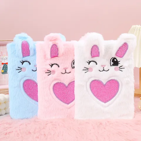 Cute Cartoon Plush Notebook A5 Rabbit Embroidery Portable Student Diary Writing Journal