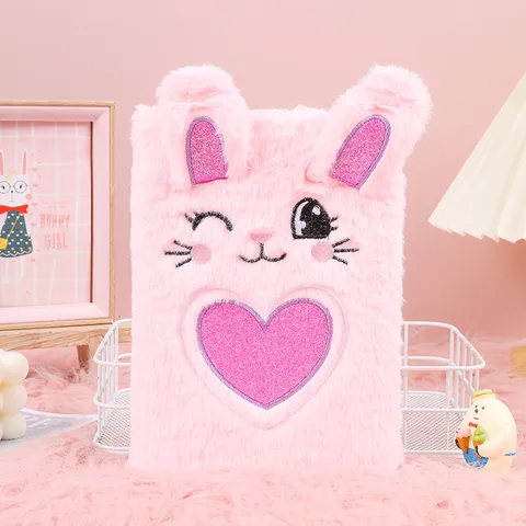 Cute Cartoon Plush Notebook A5 Rabbit Embroidery Portable Student Diary Writing Journal