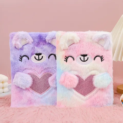 Cute Cartoon Bear Plush Notebook A5 Spiral Diary Writing Book Kawaii School Stationery Gift For Kids Students