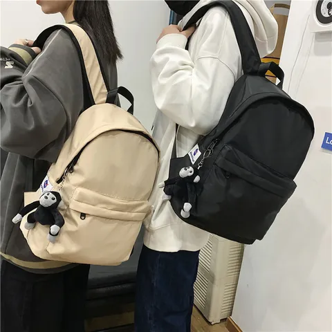 Japanese Korean Style Casual Nylon Large Capacity Backpack Unisex Student Computer School Bag With Pendant