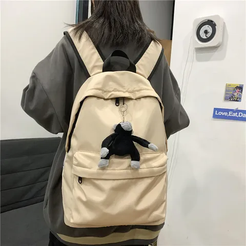Japanese Korean Style Casual Nylon Large Capacity Backpack Unisex Student Computer School Bag With Pendant
