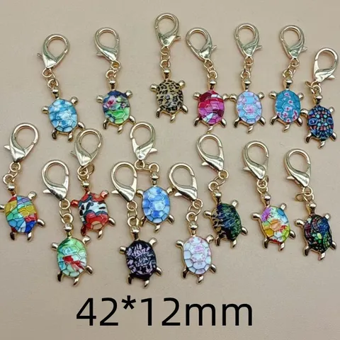Cute Colorful Printed Turtle Keychain Cartoon Zinc Alloy Enamel Animal Bag Pendant For Women Girls Key Ring Accessory Gift