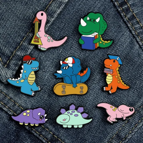 Cute Cartoon Dinosaur Alloy Enamel Brooch Pin Colorful Little Monster Animal Badge For Clothes Bag Decoration