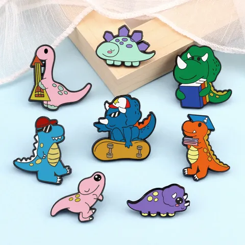 Cute Cartoon Dinosaur Alloy Enamel Brooch Pin Colorful Little Monster Animal Badge For Clothes Bag Decoration