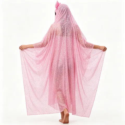 Halloween Pailletten Geist Umhang Mit Großer Schleife Glänzende Polyester Cosplay Kostüm Für Damen Festival Party