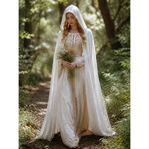 Medieval Vintage Velvet Hooded Cloak Cape For Wedding Cosplay Halloween Party Gothic Robe For Women Men Role Play Costume