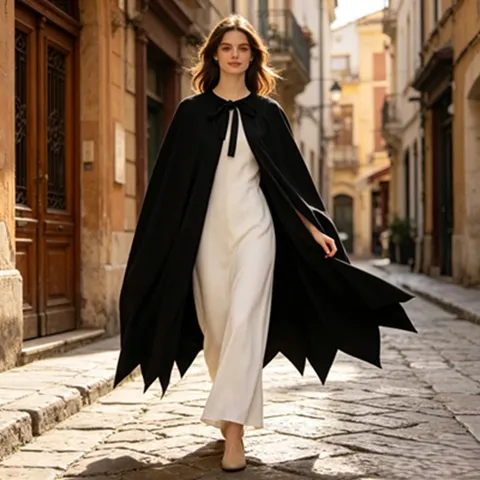 Halloween Vampire Fledermaus Umhang Gothic Cape Mit Kapuze Schnürung Schwalbenschwanz Saum Cosplay Party Unisex Kostüm