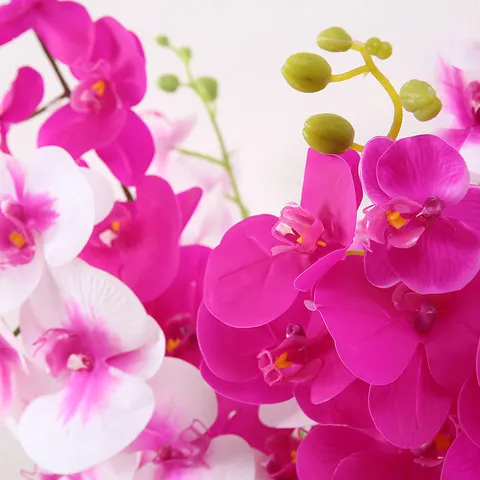 Fleurs d'Orchidée Phalaenopsis Artificielles Caoutchouc Souple Fleurs Fausses Réalistes Pour Décoration de Fête de Mariage à la Maison Arrangement Floral