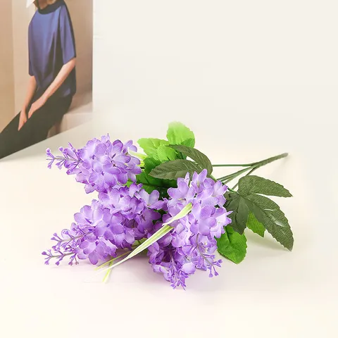 Fausse Fleur Bouquet de Jacinthe Lavande Artificielle Plante en Soie pour Décoration d'Intérieur Accessoires de Photographie
