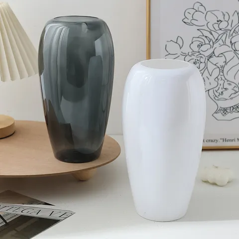 Vase à Fleurs en Plastique Moderne Minimaliste Style Nordique Décoration de Bureau Pot de Plante Hydroponaise Salon