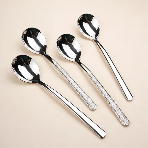 304 Roestvrij Staal Ronde Lepel Elegante Lange Handvat Dessert Lepel Duurzaam Servies Voor Keuken Dineren