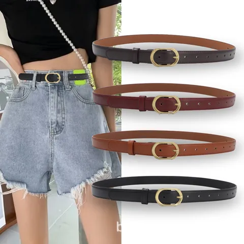 Damen Mode Casual PU Leder Gürtel Einfarbig Metall Dornschließe Einfach Vielseitige Taillengürtel Für Jeans Tägliche Outfits