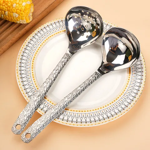 Utensilios de Cocina de Acero Inoxidable 304 Cuchara de Sopa Colador Conjunto