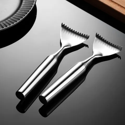 304 Roestvrijstalen Visontschubber Keuken Vis Schub Verwijderaar Handmatig Huishoudelijk Zeevruchten Reinigingsmiddel Geborstelde Metalen Schraper