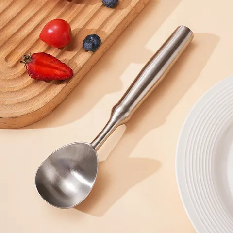 304 Stainless Steel Ice Cream Scoop Metal Fruit Melon Baller Thickened Handle Kitchen Cooking Gadget Digging Spoon