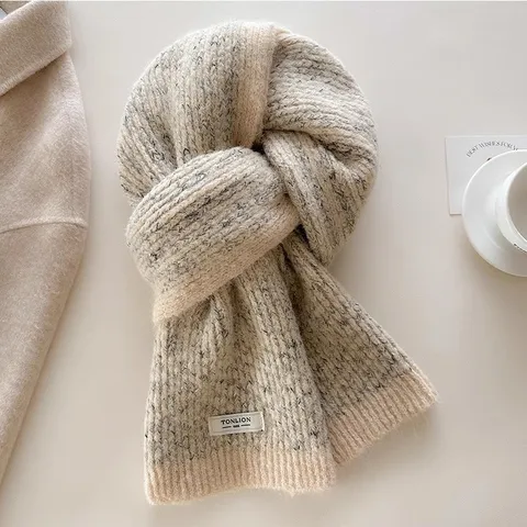 Inverno Misto Lana Blocco Colore Melange Sciarpa Lavorata a Maglia Per Donne Uomini Coppia Lungo Caldo Scaldacollo Moda Casual Sciarpa