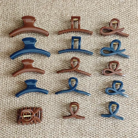 French Vintage PC Hair Claw Large Hair Catch Acrylic Shark Clip Non-Slip Hair Styling Accessories For Women Girls