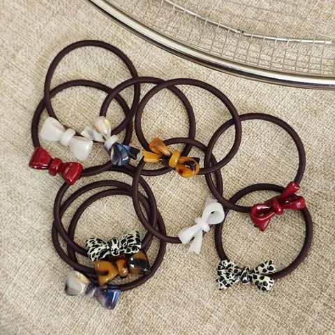 Cellulose Acetate Bow Hair Tie Cute Sweet Hair Accessories High Elasticity Rubber Band Hair Rope For Women Daily Styling