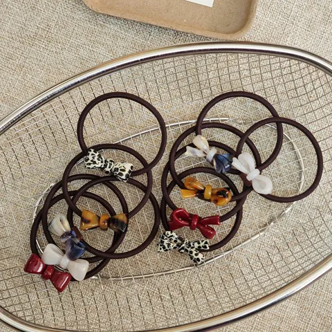 Cellulose Acetate Bow Hair Tie Cute Sweet Hair Accessories High Elasticity Rubber Band Hair Rope For Women Daily Styling